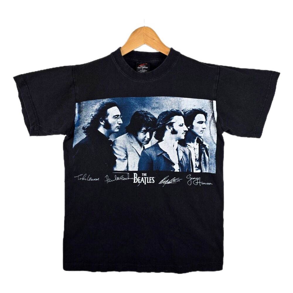Vintage The Beatles Shirt Small Gold Series Paul John George Ringo Band Tee Y2K